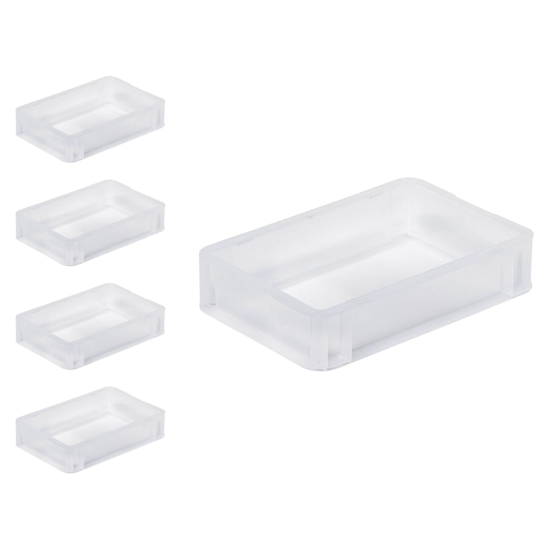 PROREGAL SuperSparSet 5x Transparenter Eurobehälter BasicLine mit geschlossenem Griff & Klickdeckel | HxBxT 7x20x30cm | 2,9 Liter | Eurobox Transportbox Transportbehälter Stapelbehälter