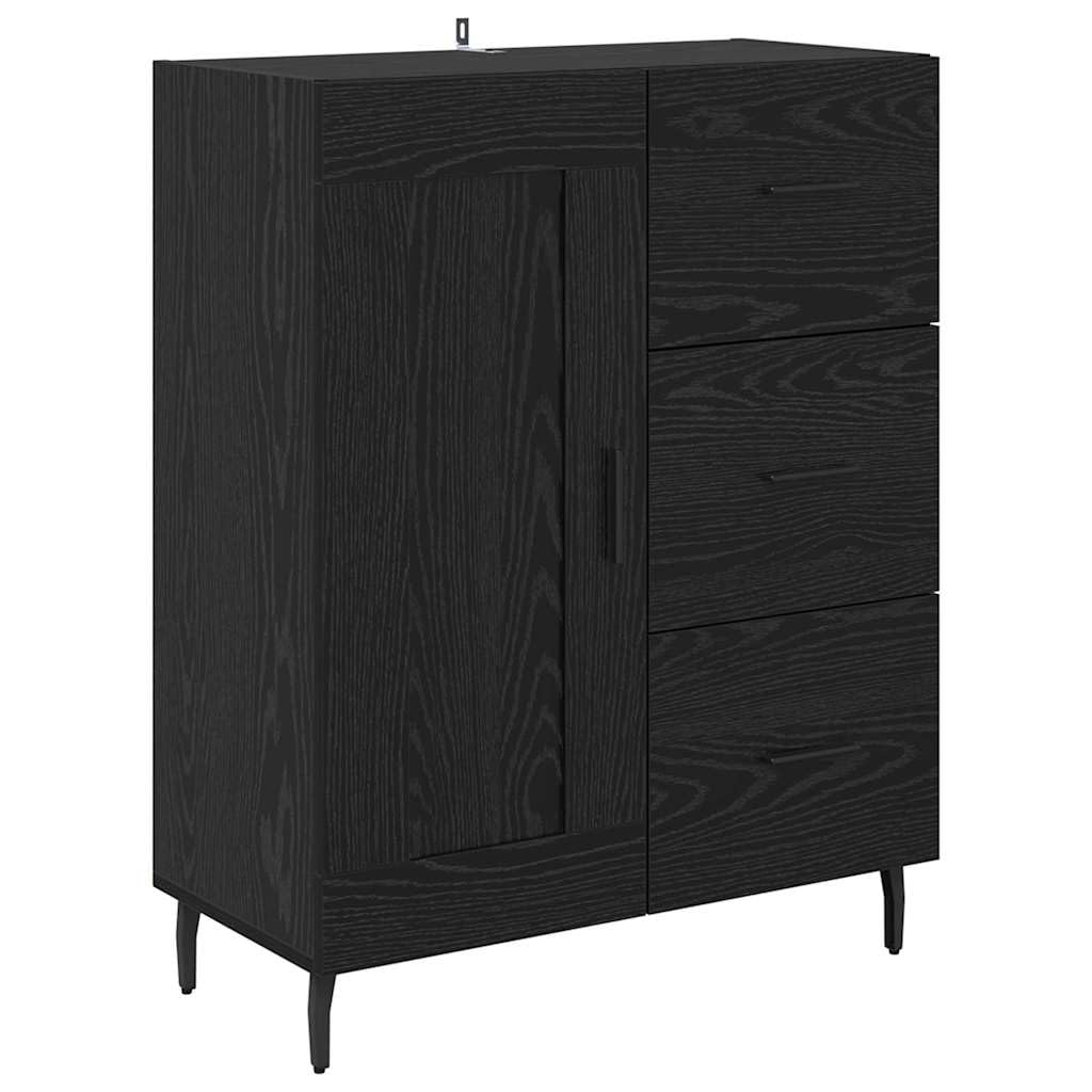 Highboard o wyglądzie czarnego dębu, 69,5 x 34 x 180 cm, nowoczesna kredens do salonu, jadalni, wytrzymałego materiału drewnopochodnego i szkła, z szufladą i drzwiami, wszechstronne