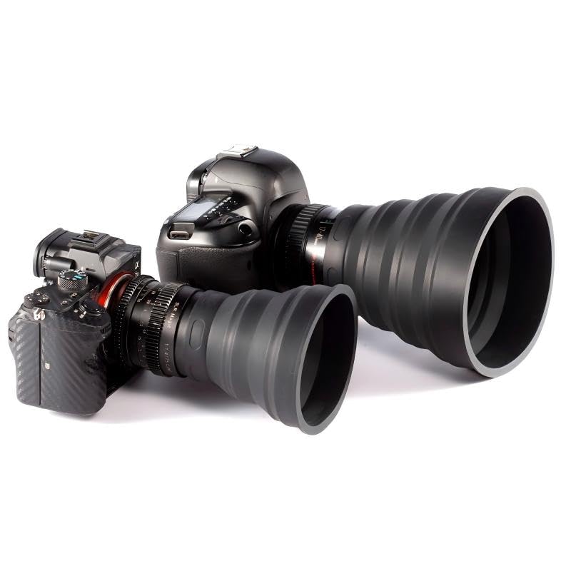 Capuchón universal para lente de silicona, antirreflejo y plegable para fotografía por ventanas, compatible con cámaras DSLR y sin espejo, tamaño S (53-72 mm), negro miniatura 1
