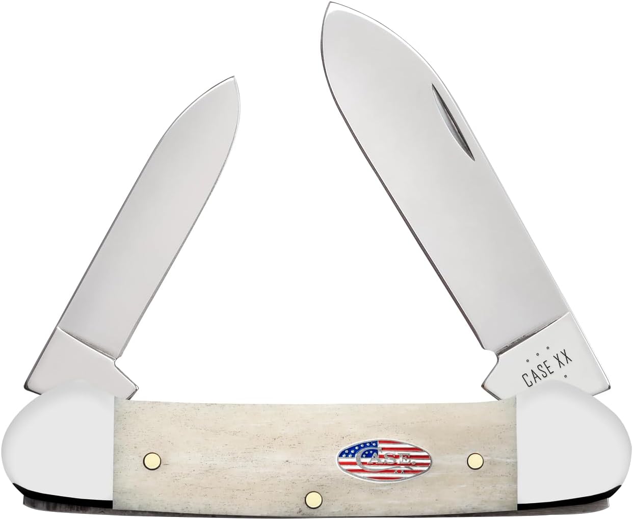 Case xx Knives Canoe Stars and Stripes Natural Bone 14092 Carbon Steel Pocket Knife