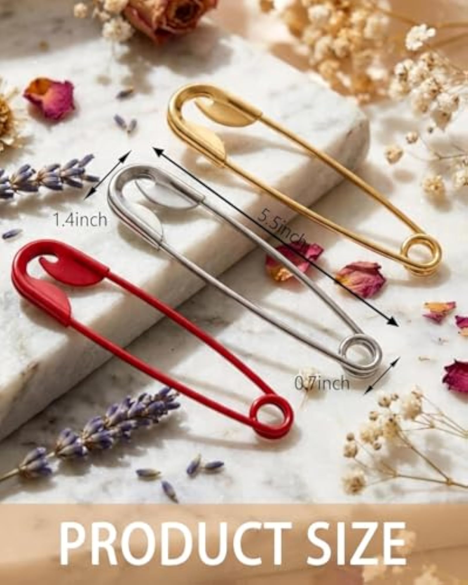 Oversized Stainless Steel Safety Pin Hair Clip Set, Durable Styling Tool