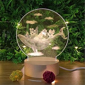 LWYNZ Exotische Usb Led Lichter Schlafzimmer Wal 3D Nachtlicht Dekoration Geschenk Kleine Tischlampe Kinderbeleuchtung Visuelles Licht Geschenk Lichter
