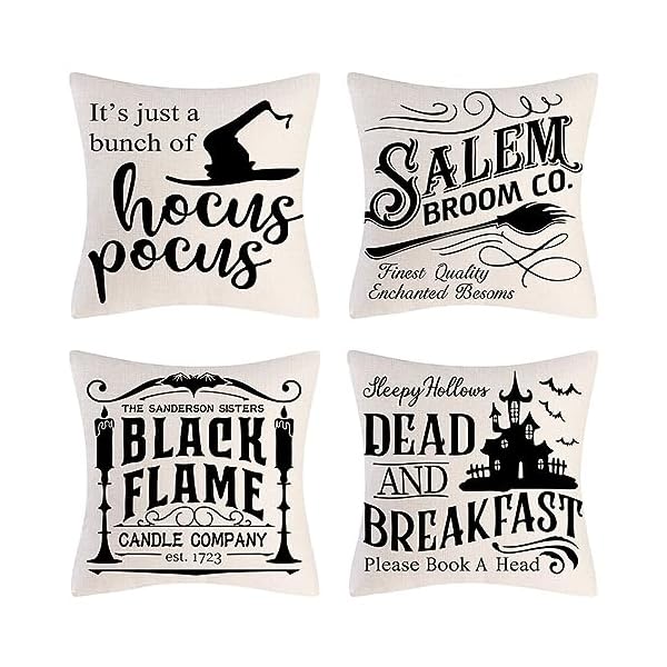PSDWETS Halloween Decor Throw Pillow Covers Set of 4 Halloween Decorations Hocus Pocus Farmhouse Saying Fall Pillow Covers 18 x 18 Inches for Home Couch PSDWETS Halloween Decor Throw Pillow Covers Set of 4 Halloween Decorations Hocus Pocus Farmhouse Saying Fall Pillow Covers 18 x 18 Inches for Home Couch