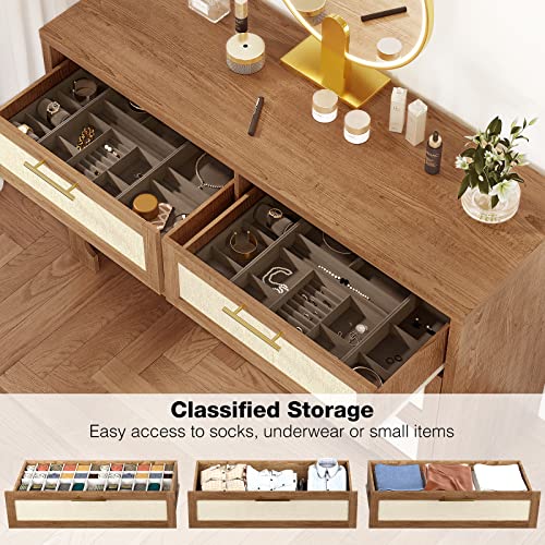 6-Drawers-Dresser-for-Bedroom-Mid-Century-Modern-Dresser-Wooden-Burlap-Dressers-Storage-Cabinet-Boho-Wide-Dresser-Chest-of-Drawers-with-Wood-Legs-for-Bedroom-Living-Room-TV-Stand-Nursery 6 Drawers Dresser for Bedroom Mid Century Modern Dresser Wooden Burlap Dressers Storage Cabinet Boho Wide Dresser Chest of Drawers with Wood Legs for Bedroom Living Room TV Stand Nursery