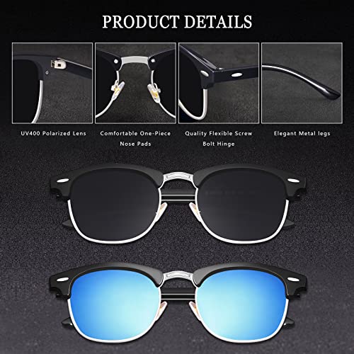 Image of Classic Semi Rimless Polarized Sunglasses for Men Women Half Frame Retro Driving Sun Glasses NP1006