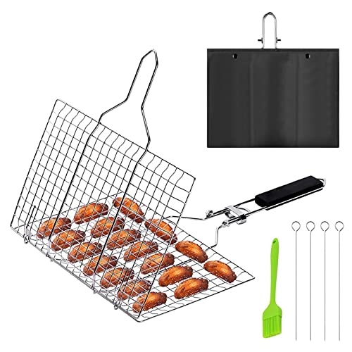 Grillkorb Fischbräter BBQ Grillkorb Grillgitter: HOMURY Edelstahl Fisch...