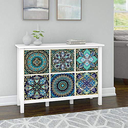 Stick on Tiles Arabian Green Gold Tile Stickers PVC Self Adhesive Wall Tiles Heat Resistant Tile Stickers for Kitchen Bathroom Waterproof Peel and Stick Floor Tiles Tile Paint 10x10cm