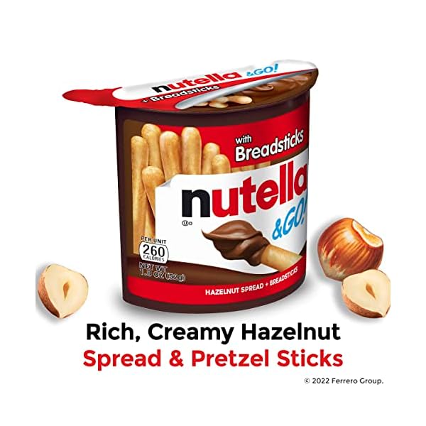 Nutella & GO! Hazelnut And Cocoa Spread With Breadsticks, Snack Pack, Easter Basket Stuffers, 1.