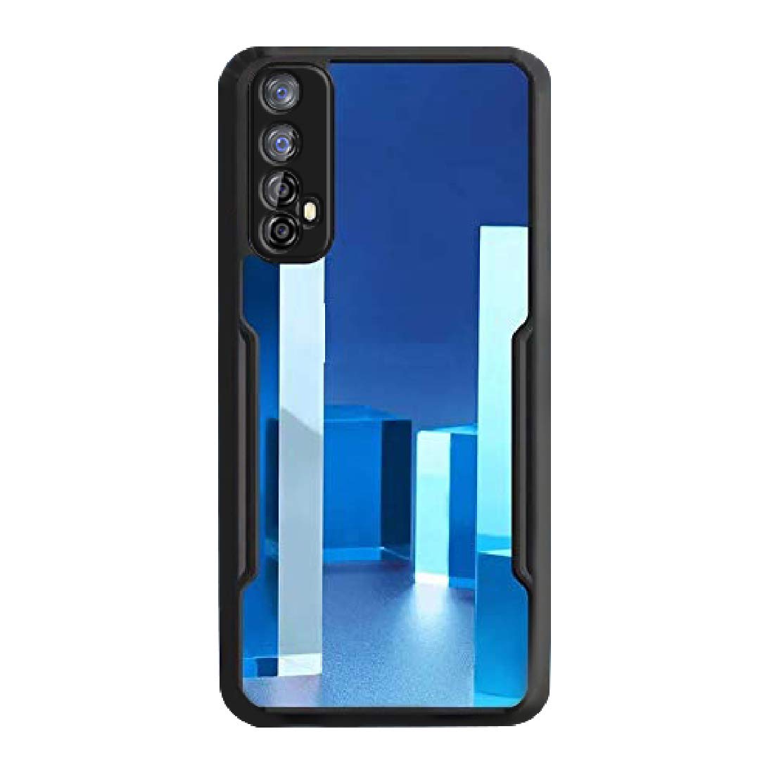 Plastic Soft Shockproof Clear Case Air Cushion Hybrid Cover for Realme 7 / Narzo 20 Pro (Black)