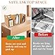 ZoeQide Erweiterbarer Bamboo Schreibtisch Regalaufsatz mit Regal Ordner & Büroregal für Ordner – Dehnbarer Desktop Organizer aus Naturmaterial für Bücher, Dokumente, Bürozubehör (30-63 cm Breite)