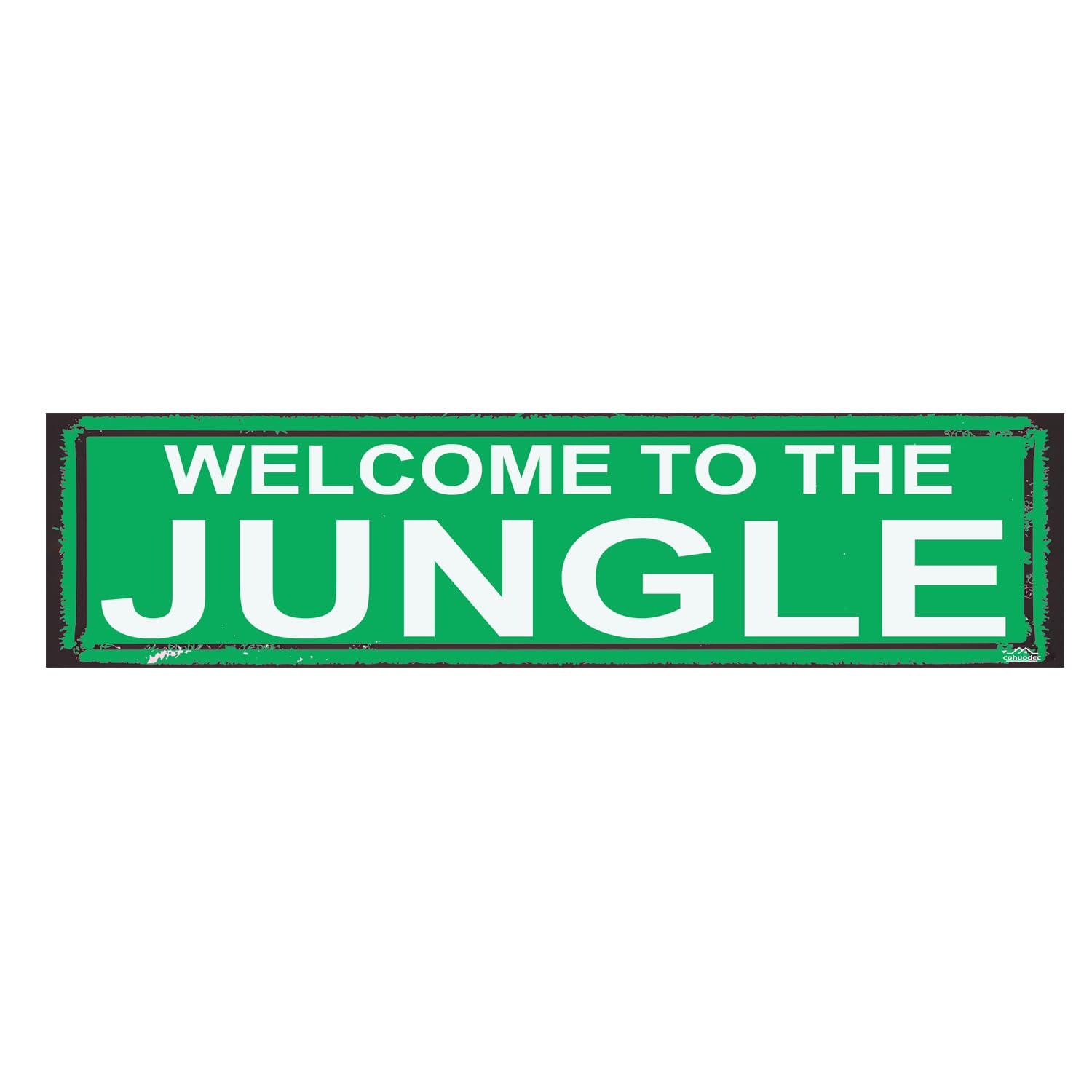 peiyeety Welcome to the Jungle Rustic Metal Sign - Tropical Blue Wall Decor, 16x4 Inch Safari Plaque