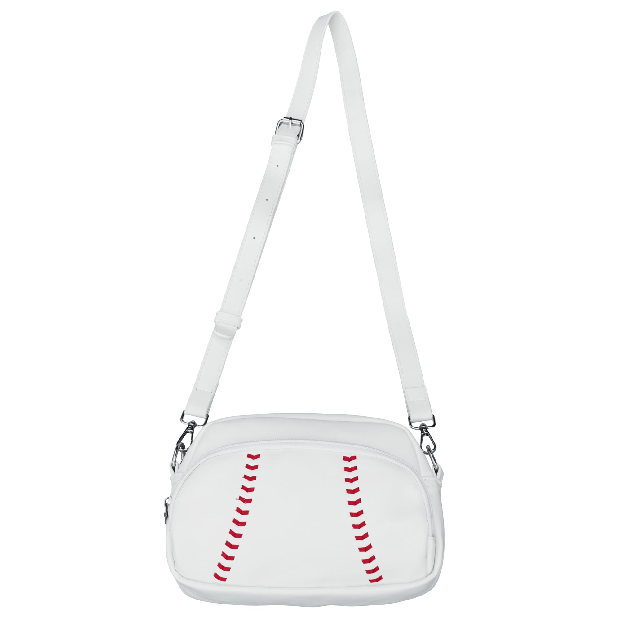 Baseball Crossbody Purse Bag for Women Faux Leather Sporty Stadium Events Handbag with Adjustable Strap Trendy Cross Body