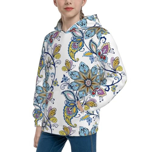 Flowers and Butterflies Kid Hoodies Boys Sweatshirts Girls Pullover with Pocket2