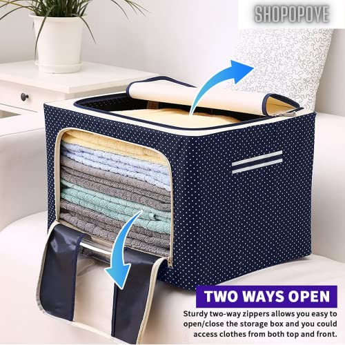 Image of Clothes Storage box for wardrobe- Organisers Storage Box for clothes, foldbable clothes organizer for wardrobe, saree organizer for storage, dress, Almirah, cupboard,steel frame,bedsheets