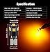 BRISHINE 300LM Extremely Bright Canbus Error Free 194 168 2825 192 W5W T10 LED Bulbs Amber Yellow 9-SMD 2835 LED Chipsets for Side Marker Turn Signal Blinker Map Door Parking Lights (Pack of 4)