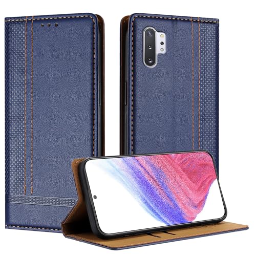 Mo Beauty Funda para Samsung Galaxy Note 10 Plus, Tipo Libro Leather Flip Carcasa Wallet para Samsung Note 10 Plus con [magnético][Soporte][Ranura Tarjeta] (Azul)