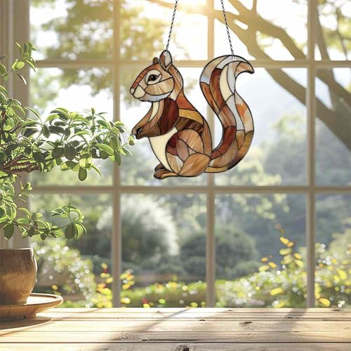 Image of Squirrel Acrylic Ornament Gift for Squirrel Lovers Christmas Window Decor