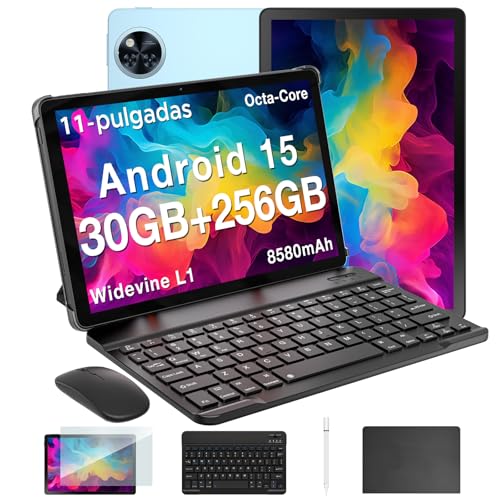 DOOGEE U11 Pro Android 15 Tablet con Teclado y Lápiz, 30GB+256GB/2TB Tablet 11 Pulgadas Octa-Core con Funda & Raton, 8580mAh/ 90Hz/ Widevine L1/ Netflix 1080P/Dobles Altavoces/WiFi 5/13MP+5MP/Face ID