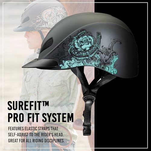 Image of Troxel Rebel Bold Horse Riding Helmet, Low-Profile, Light, Adjustable Design, Safety Horseback Riding Gear, Small (6-5 /8 - 7), Turquoise Rose