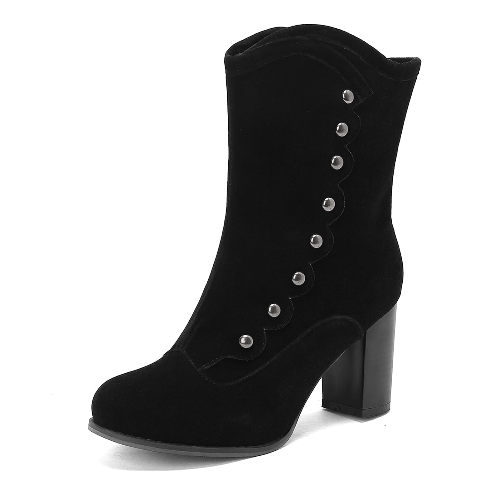 Diuniarza Block Heel Suede Short Boots Women Cowboy Boots
