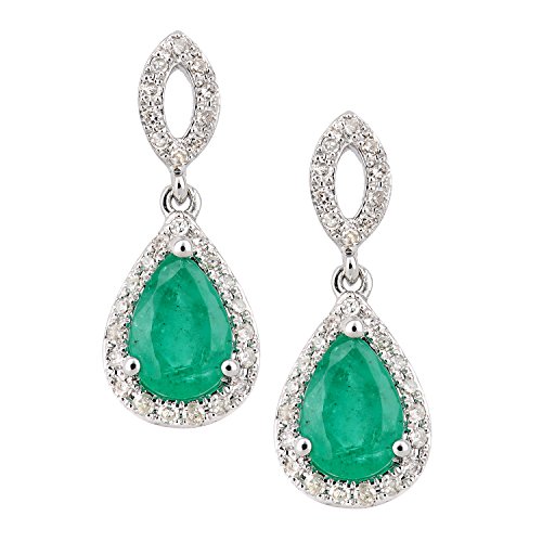 Preisvergleich Produktbild Naava Damen-Ohrringe Weißgold Diamant Émeraude grün DE1610W18EM