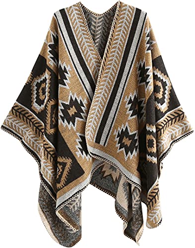 QZUnique Women's Blanket Wrap Houndstooth Knitted Cardigans Scarf Shawl Poncho