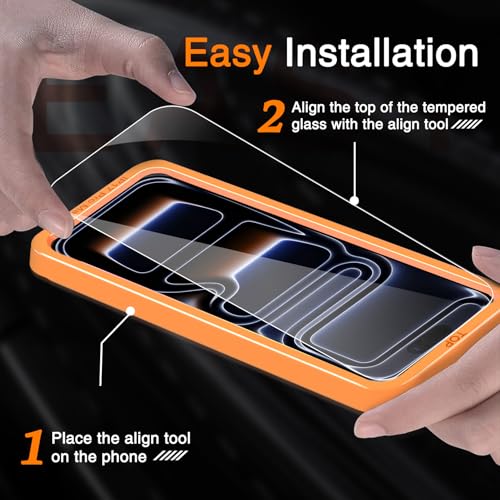 Image of Wiaocit 3 Pack Tempered Glass Screen Protector for iPhone 17 Pro Max, 9H Hardness, Bubble Free, Case Friendly