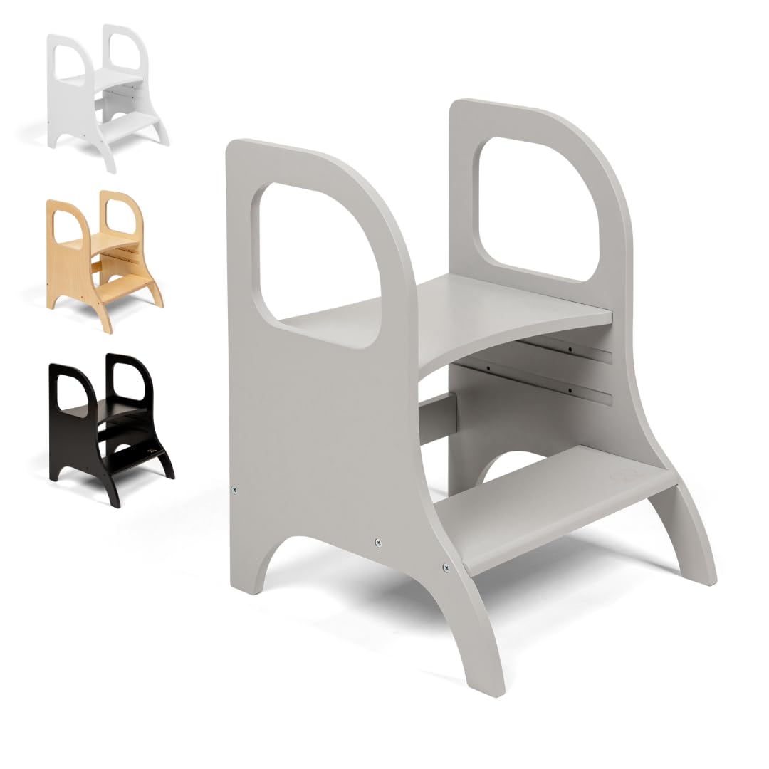 Ette Tete MIIMO • Höhenverstellbarer Tritthocker für Kleinkinder • Toilettenhocker für das Töpfchentraining (Grau)