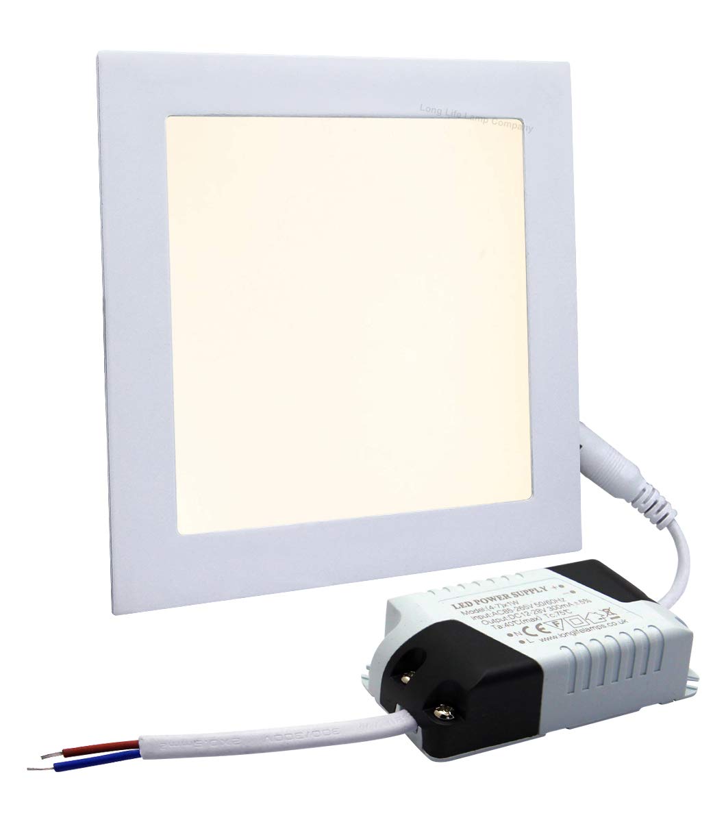 Long Life Lamp Company White 6W Led Square Recessed Ceiling Flat Panel Down Light Ultra Slim Lamp Warm 3000K