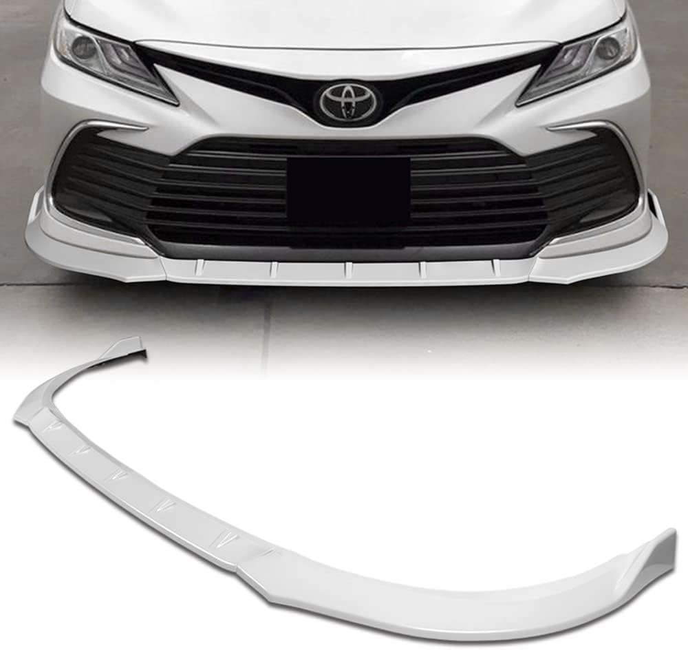 Q1-TECH, Front Bumper Lip fit for Compatible with 2021-2023 Toyota Camry LE/XLE Model Only, Front Bumper Lip Spoiler Air Chin Body Kit Splitter, ABS, STP-Style (Glossy White)