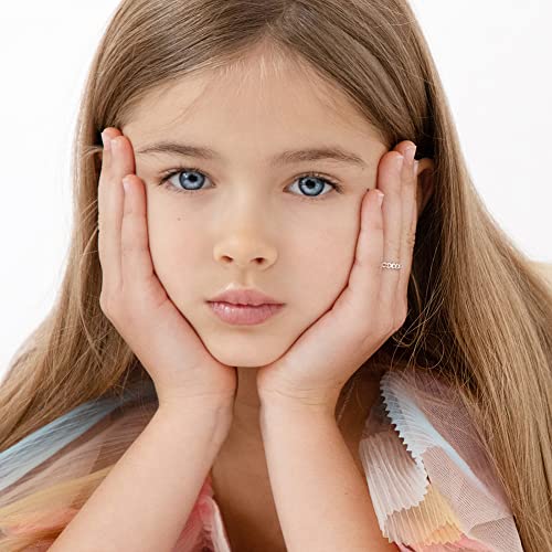 925 Sterling Silver Sizes 2-5 Lovely Stacked Open Heart Shape Rings for Newborns & Young Girls - Fashionable Cute Hearts Ring Bands for Girls - Small Elegant Round Jewelries for Teen's Daily Accessory3