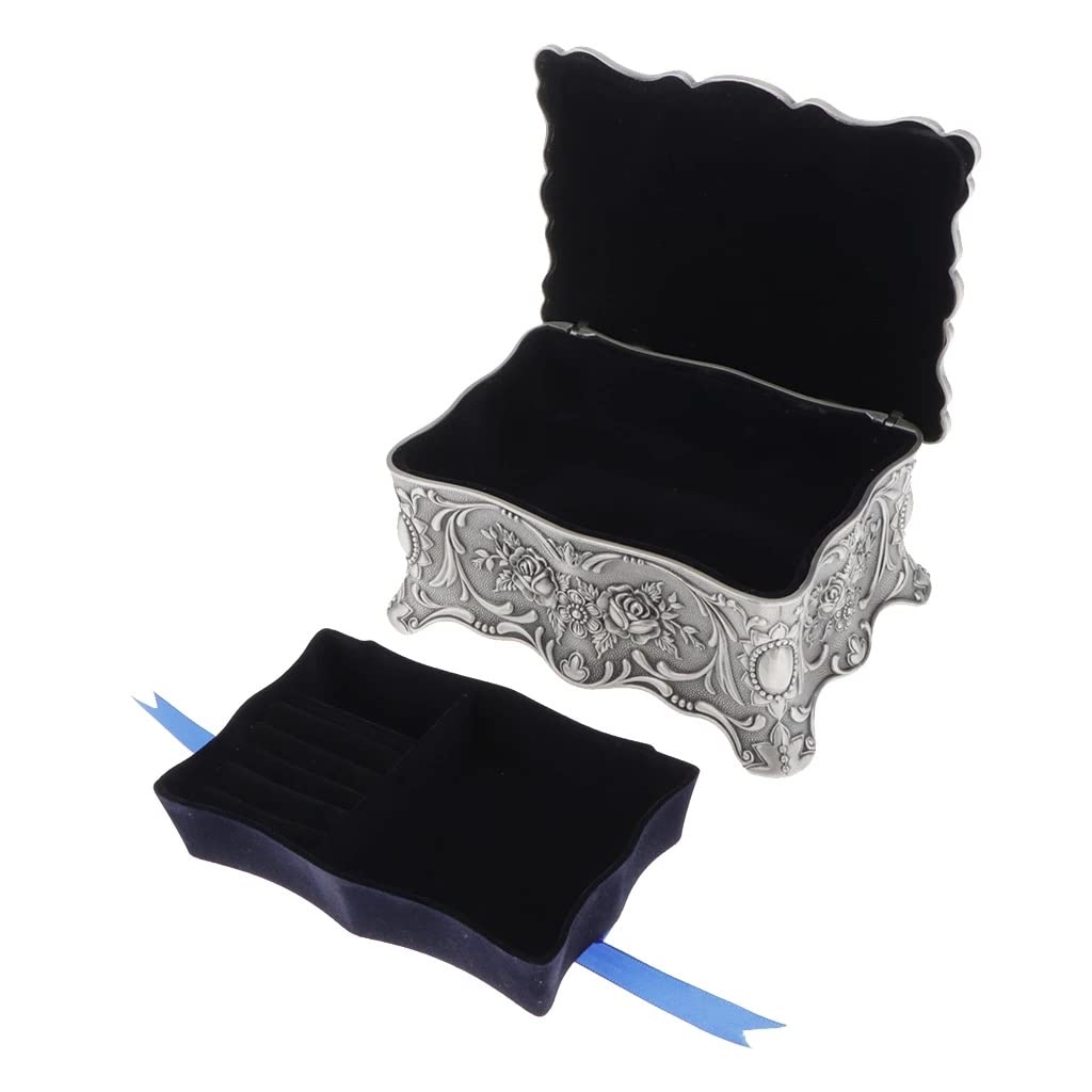 Boîtes à bijoux, Coffret à bijoux ancien vintage gravé motifs floraux