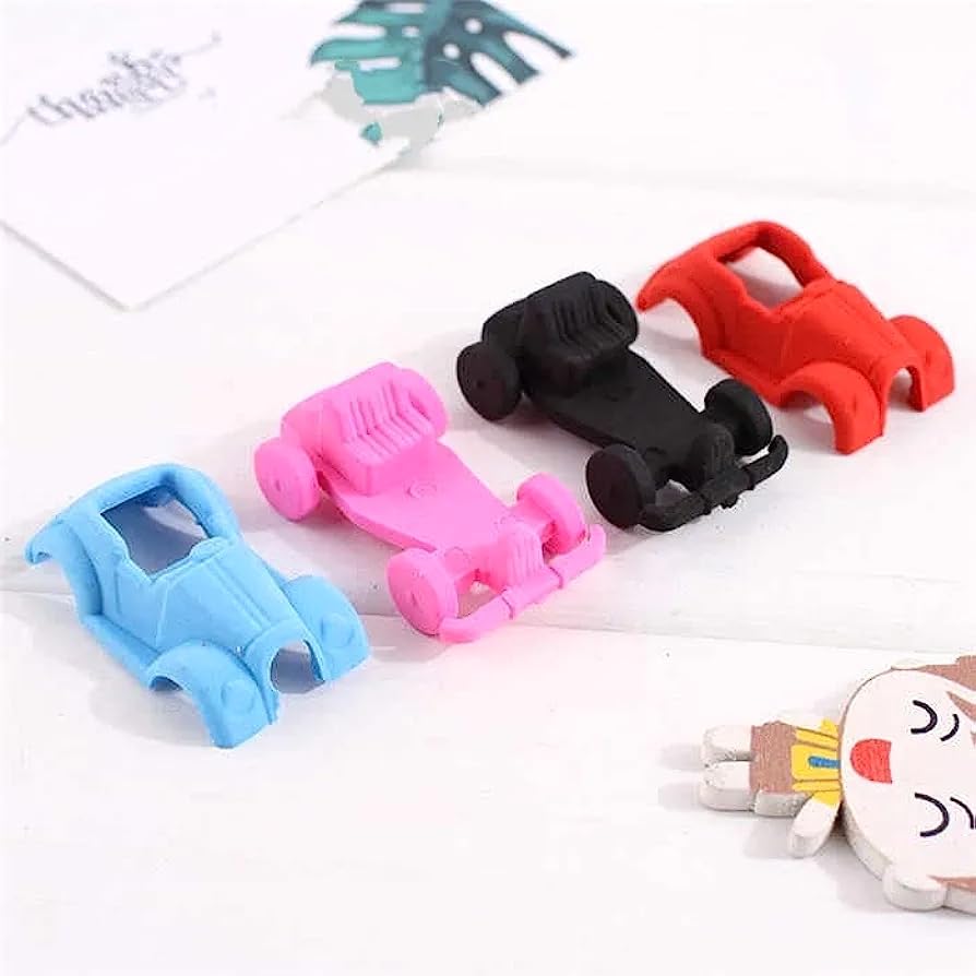 Image of AK Store (Pack of 4) 3D Cute Cartoon Shape Rubber Pencil Erasers, School Stationery for Kids, Boys Girls, Birthday Return Gifts (Cars)