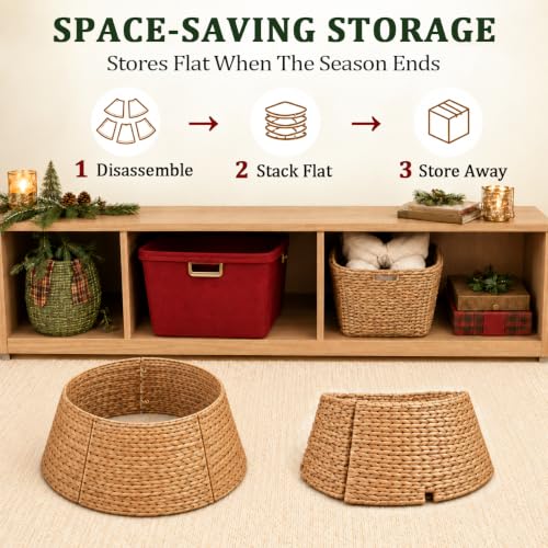 Christmas Tree Collar 28 Inch, Woven Rattan Tree Skirt for Artificial Trees - image 8