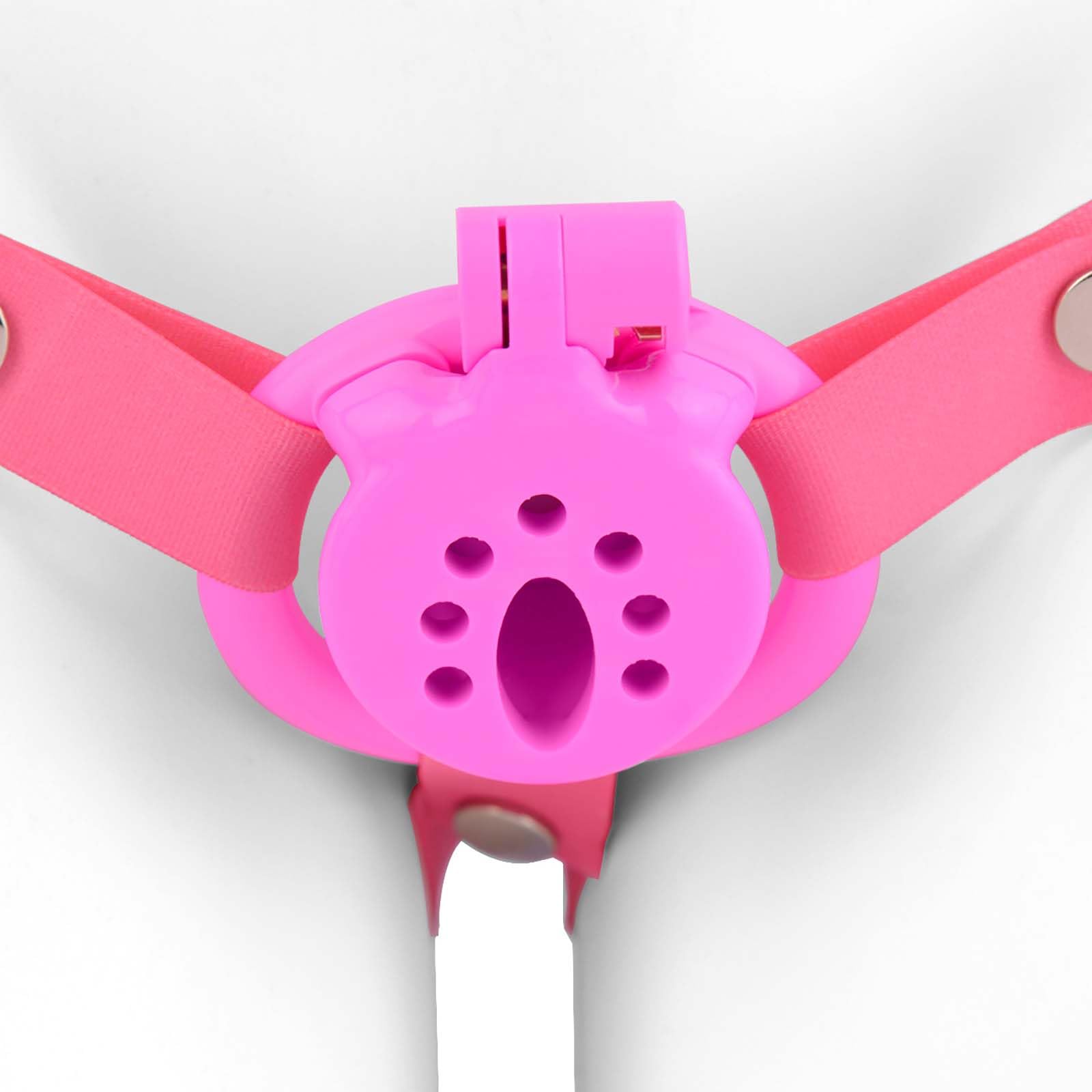 KeuschheitskäFig Set Mit 4 Ringen Und KeuschheitsgüRtel Sm Fetisch MäNner Extreme ZurüCkhaltung PeniskäFig Mit LüFtungsloch Invertierter KäFig Sissy KäFig Sextoy(Rosa)