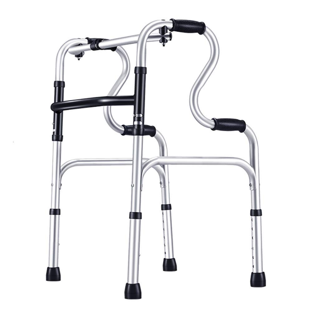 Andadores para personas mayores, asistente de paso rodante plegable de altura ajustable portátil de aluminio, para el interior exterior de la casa, carga 180 kg (400 lb) (sin ruedas) ()
