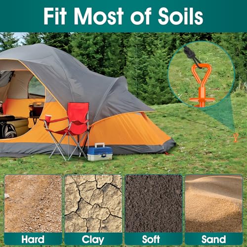 Ground Anchors Screw in, Trampoline Anchors for High Wind, Orange-4x15in by Payivsve - Used condition - Image 7