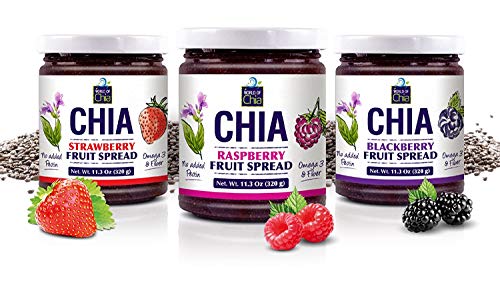 Standard Chia Spread by World of Chia - All Natural, Plant Based, Gluten Free, Vegan, Omega 3, Kosher, Made in USA, NON GMO Verified, Made with Local Fruit and Non Refined Cane Sugar - (Variety, 3)
