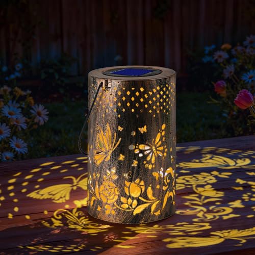 SISAYWEY Outdoor Solar Garden Lights: Solar-Powered Yard Patio Hanging Decoration Lanterns with...