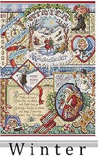 Gold Collection Lovely Counted Cross Stitch Kit Spring Summer Autumn Winter Time Sampler janlynn Four Seasons Season - (Color: Winter, Cross Stitch Fabric CT Number: 16CT unprint Canvas)