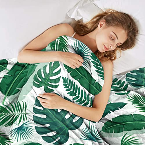 Sowide Leaf Blanket, Green Throw, Soft Monstera Palm Tropical Flannel - Image 3