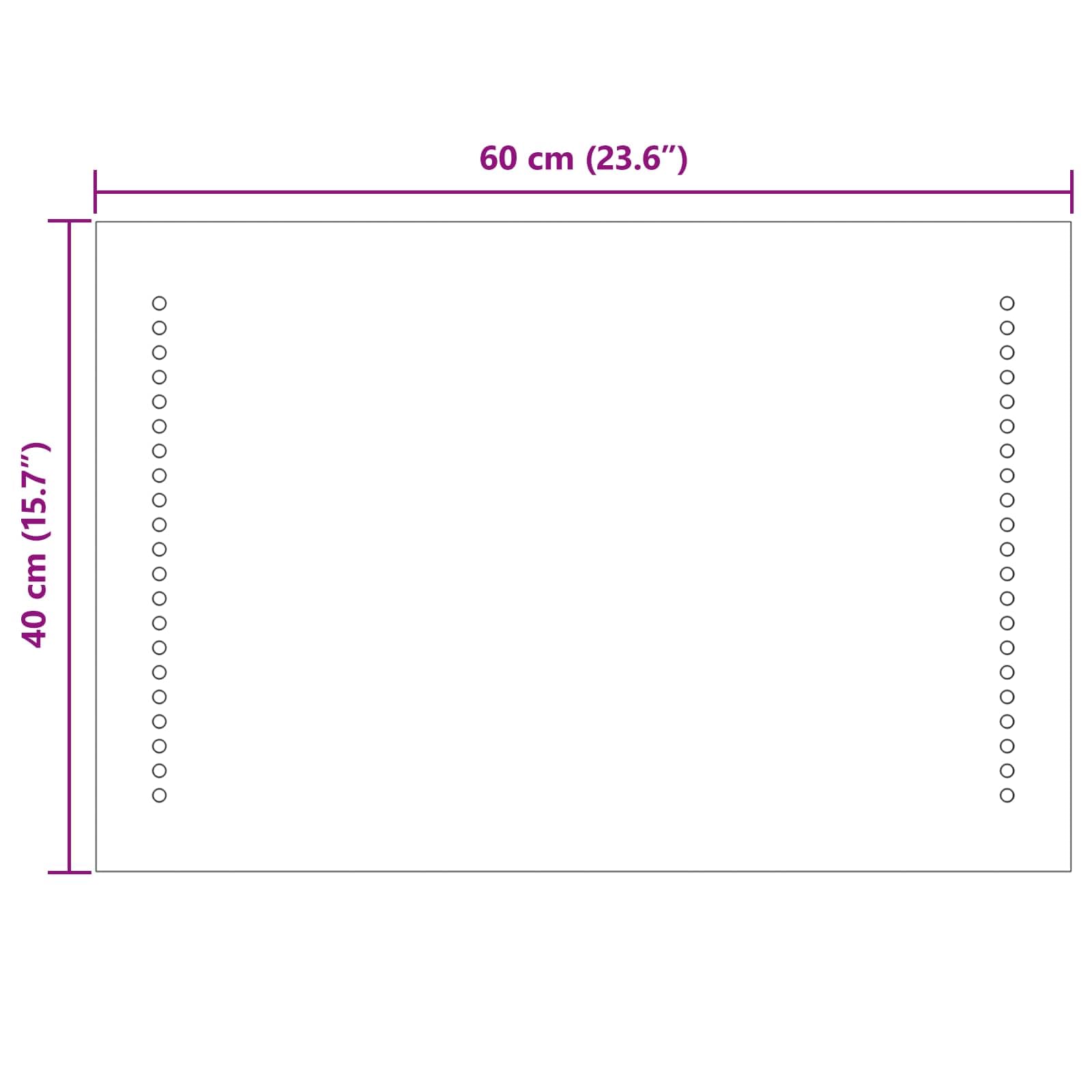 Wandmontierter LED-Badezimmerspiegel 60 x 40 cm mit gehärtetem Glas rahmenlos, beleuchtet, modern, für Schminken, Hautpflege, Badezimmer, Schlafzimmer, Flur, mit Schalter, einfache Montage