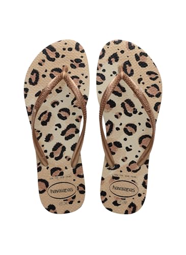 Havaianas Tongs slim pour femme - Imprimé léopard, beige, 42.5/43.5 EU