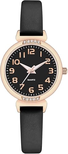 NUOVO - Reloj deportivo de silicona para mujer con correa de piel con cristales, pantalla analógica