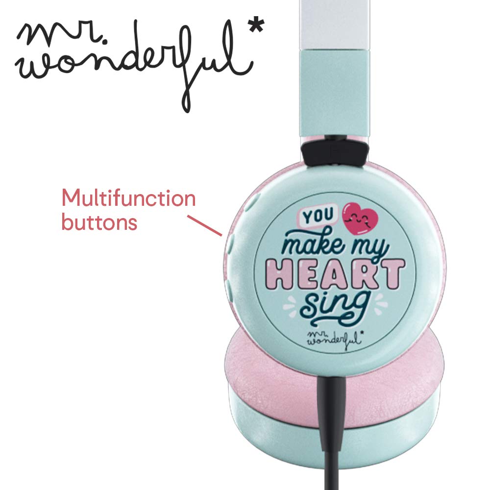 Original Mr Wonderful Tribe HPW33801 Foldable On-Ear Headphones Heart with Integrated Microphone