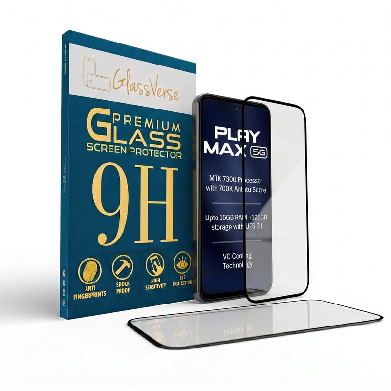 Image of GlassVerse Toughened Oleophobic Tempered Glass For Lava Play Max (Pack Of 2) with Free Installation Kit. Full screen Coverage - 6.72 inch