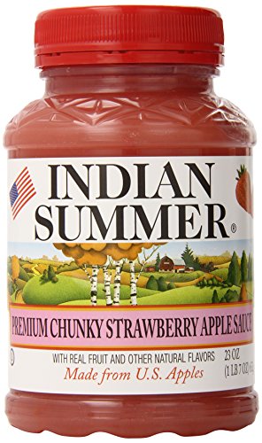 Indian Summer Chunky Apple Sauce, Strawberry, 23 Ounce (Pack of 6)