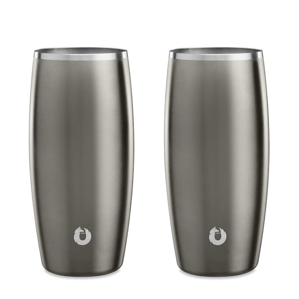 Snowfox B10017-07 Premium Vacuum Insulated Stainless Steel Beer Home Bar Accessories-Elegant Bartending-Lightweight Pint Glasses-Sleek Drinkware-Frosty Beverages Stay Cold, Olive Grey