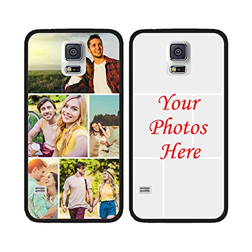 Custom Phone Case for Samsung Galaxy S5, Multi-Photo Anti-Scratch TPU Case Soft Shock-Proof Protective Cover Personalized Personalized Customized Photo Cover for Samsung Galaxy S5, Black