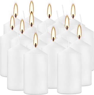 Sponsored Ad - Set of 20 White Pillar Candles - 2x4 inch Unscented Candle Set - Dripless Clean Burning Smokeless Dinner Ca...